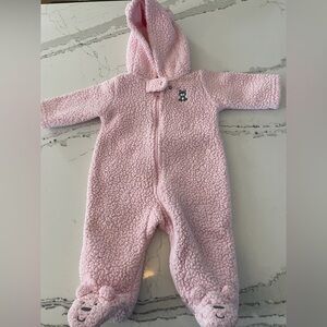 FOUR Pink Fleece Hooded Footie